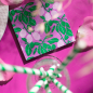 Preview: Paviot, Serviette, Prune, Pflaume, bedruckt mit Affen in pink violett, grün, Pflaumemn, style 2
